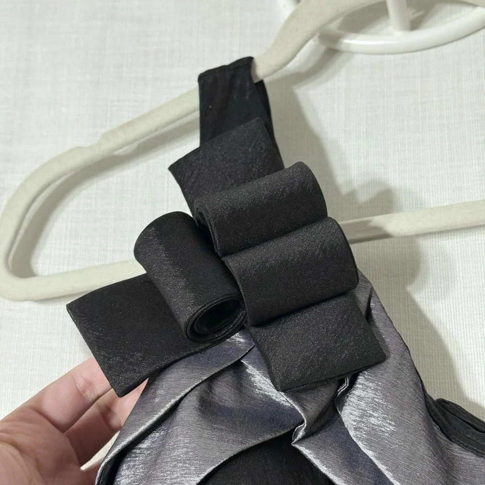 Betsy & Adam One Shoulder Mermaid Gown Black Gray Formal Prom Evening Dress 8‎ - Picture 5 of 10